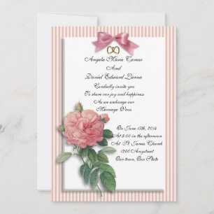 Wedding invitation vintage rose shabby chic