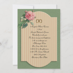 Wedding invitation vintage rose shabby chic