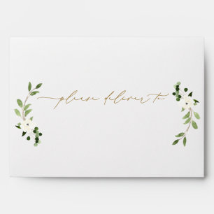 Wedding Invitation Watercolor Greenery Rustic Envelope