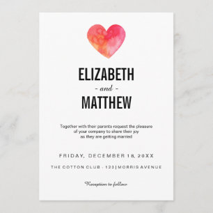 Wedding invitation   watercolor heart