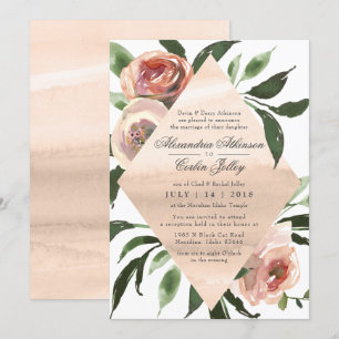 WEDDING INVITATION Watercolor Sage Blush Floral