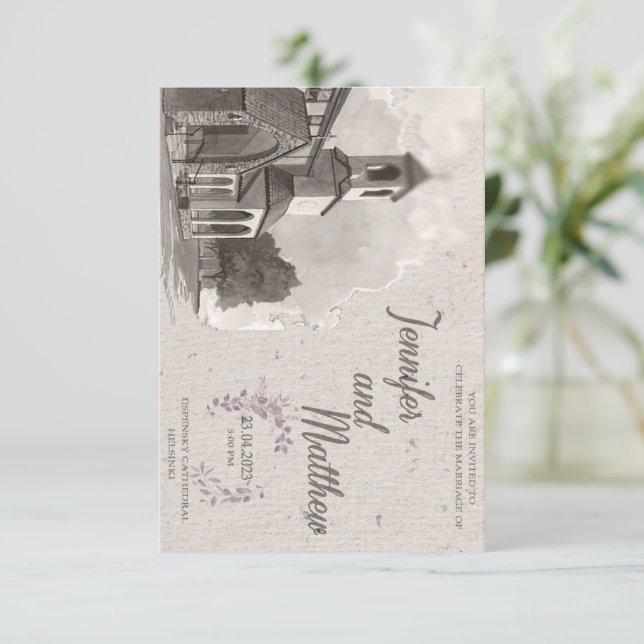 Wedding Invitation Watercolor Venue Painting (Standing Front)