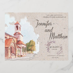 Wedding Invitation Watercolor Venue Painting