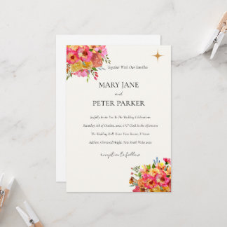 Wedding Invitation Watercolour floral rustic