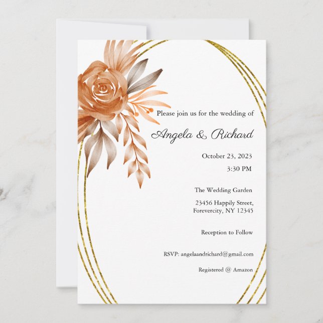 Wedding Invitation, Wedding Stationary, Bride  Invitation (Front)