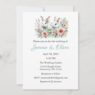 Wedding Invitation, Wedding Stationary, Bunny Invitation