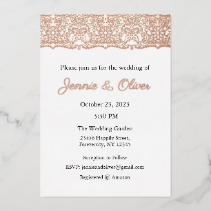 Wedding Invitation, Wedding Stationary, Foil, Lace