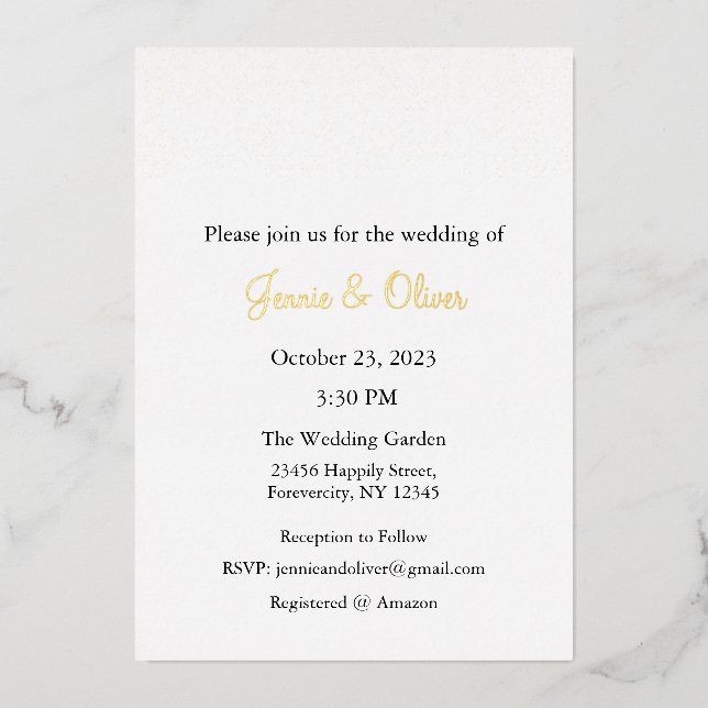 Wedding Invitation, Wedding Stationary, Foil, Lace (Front)