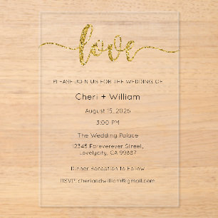 Wedding Invitation, Wedding Stationary, Love Acrylic Invitations