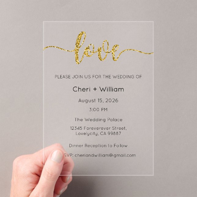 Wedding Invitation, Wedding Stationary, Love Acrylic Invitations (Insitu (Handheld))