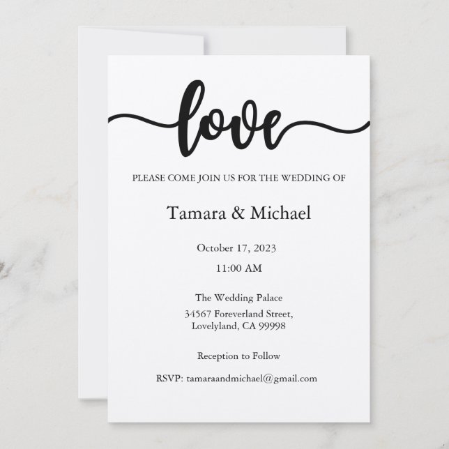 Wedding Invitation, Wedding Stationary, Love Invitation (Front)