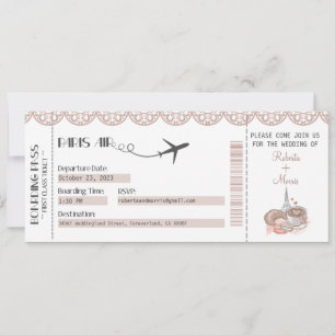 Wedding Invitation, Wedding Stationary, Paris Invitation