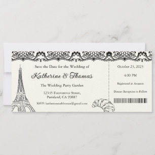 Wedding Invitation, Wedding Stationary, Paris  Invitation