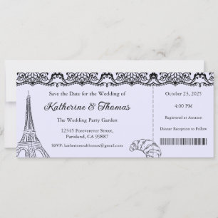 Wedding Invitation, Wedding Stationary, Paris  Invitation