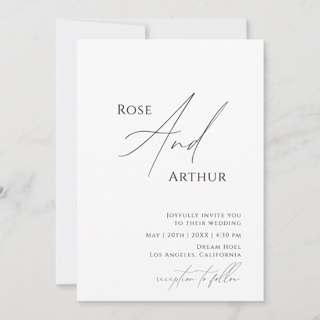 Wedding Invitation Whimsical Minimalist  (Front)