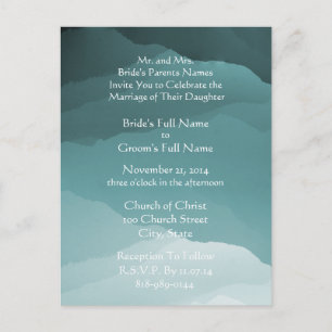 Wedding Invitation White On Misty SeaBlue