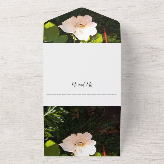 Wedding Invitation White Rose and Map All In One (Outside)