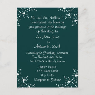 Wedding Invitation Wild Flower  Corners Postcard