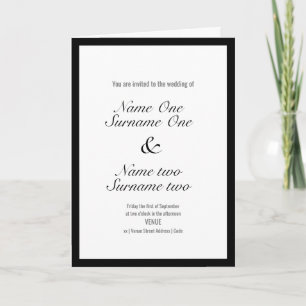 Wedding invitation with a thin black border