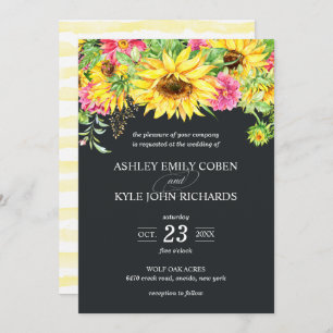 Wedding Invitation with Cascading Sunflowers