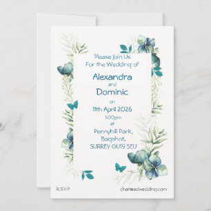 Wedding Invitation with floral and butterfly motif