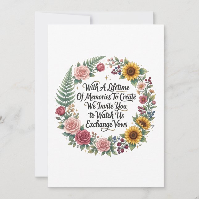 Wedding Invitation With Flower & Ferns (Front)