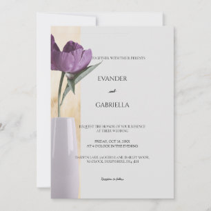 wedding invitation with flower vase
