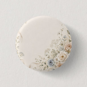 Wedding Invitation with Graceful Floral Details 3 Cm Round Badge