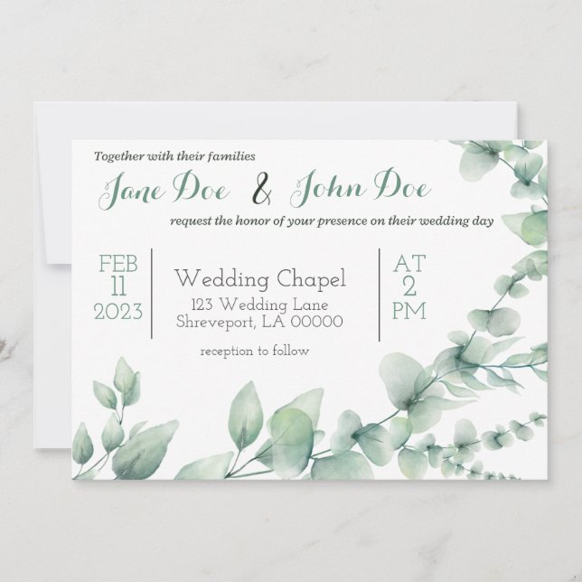 Wedding Invitation with Greenery (Front)