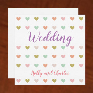 Wedding Invitation with Pastel Hearts Pattern