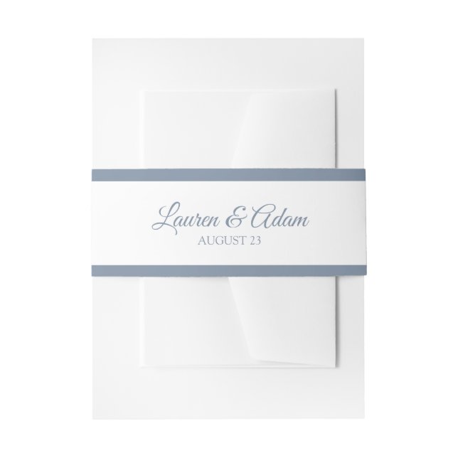 Wedding Invitation Wrap | Basic Borders-Dusty Blue Belly Band (Front Example)