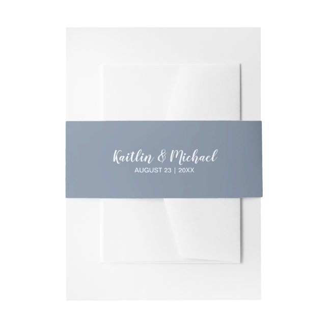 Wedding Invitation Wrap- Belly Band 2 | Dusty Blue (Front Example)