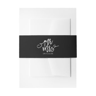 Wedding Invitation Wrap / Belly Band   Black
