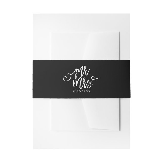 Wedding Invitation Wrap / Belly Band | Black (Front Example)