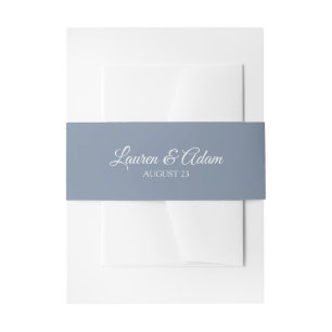 Wedding Invitation Wrap / Belly Band   Dusty Blue
