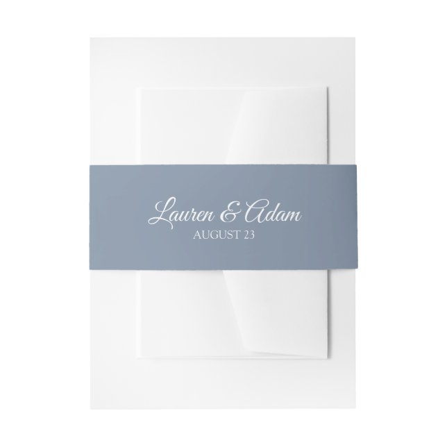 Wedding Invitation Wrap / Belly Band | Dusty Blue (Front Example)