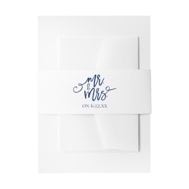 Wedding Invitation Wrap / Belly Band | Navy Blue (Front Example)