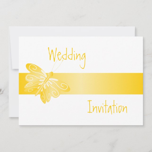 Wedding Invitation Yellow Butterfly (Front)