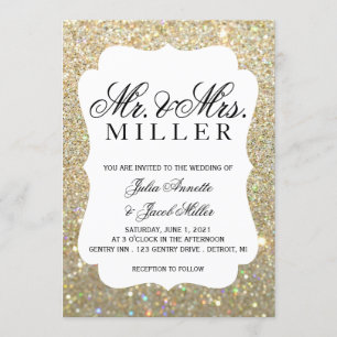 Wedding Invitation - Your Day Gold Glitter