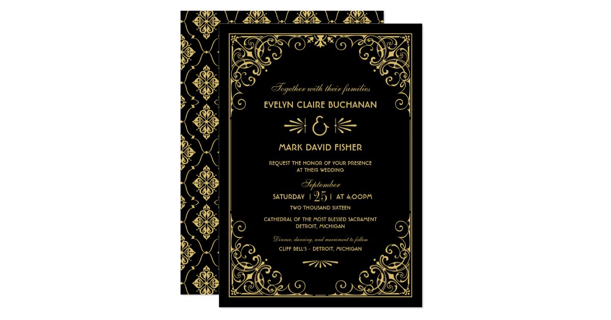 Wedding Invitations Art Deco Style Zazzle.co.uk