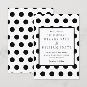 Wedding Invitations Black Classic Polka Dot