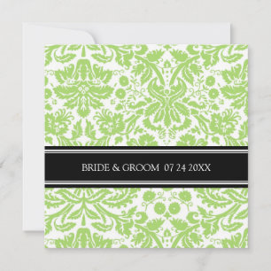 Wedding Invitations Black Lime Damask Pattern