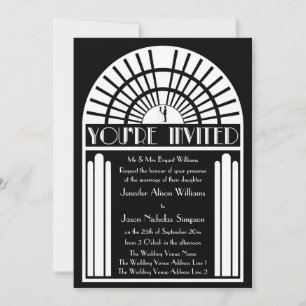 Wedding Invitations - Black & White Art Deco Style