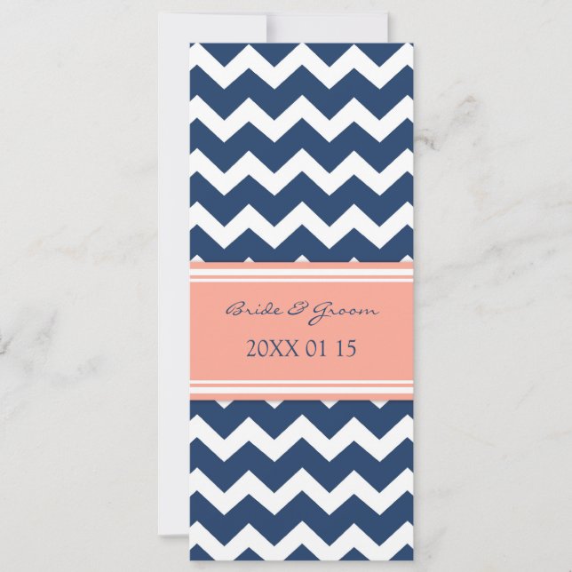 Wedding Invitations Blue Coral Chevron (Front)