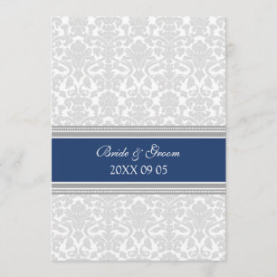 Wedding Invitations Blue Grey White Damask
