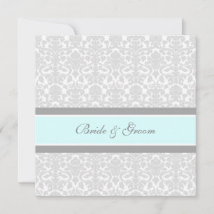 Wedding Invitations Blue Grey White Damask