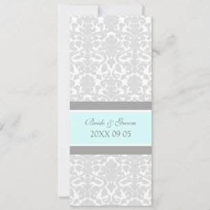 Wedding Invitations Blue Grey White Damask