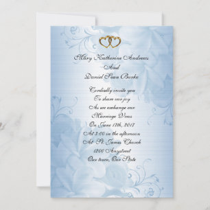Wedding Invitations  Blue satin elegant