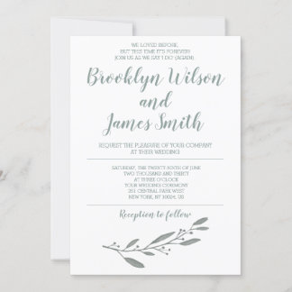 Wedding Invitations For Second Marriage Sage Green