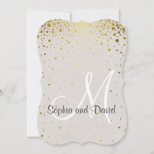 Wedding Invitations Gold Glam Confetti RSVP